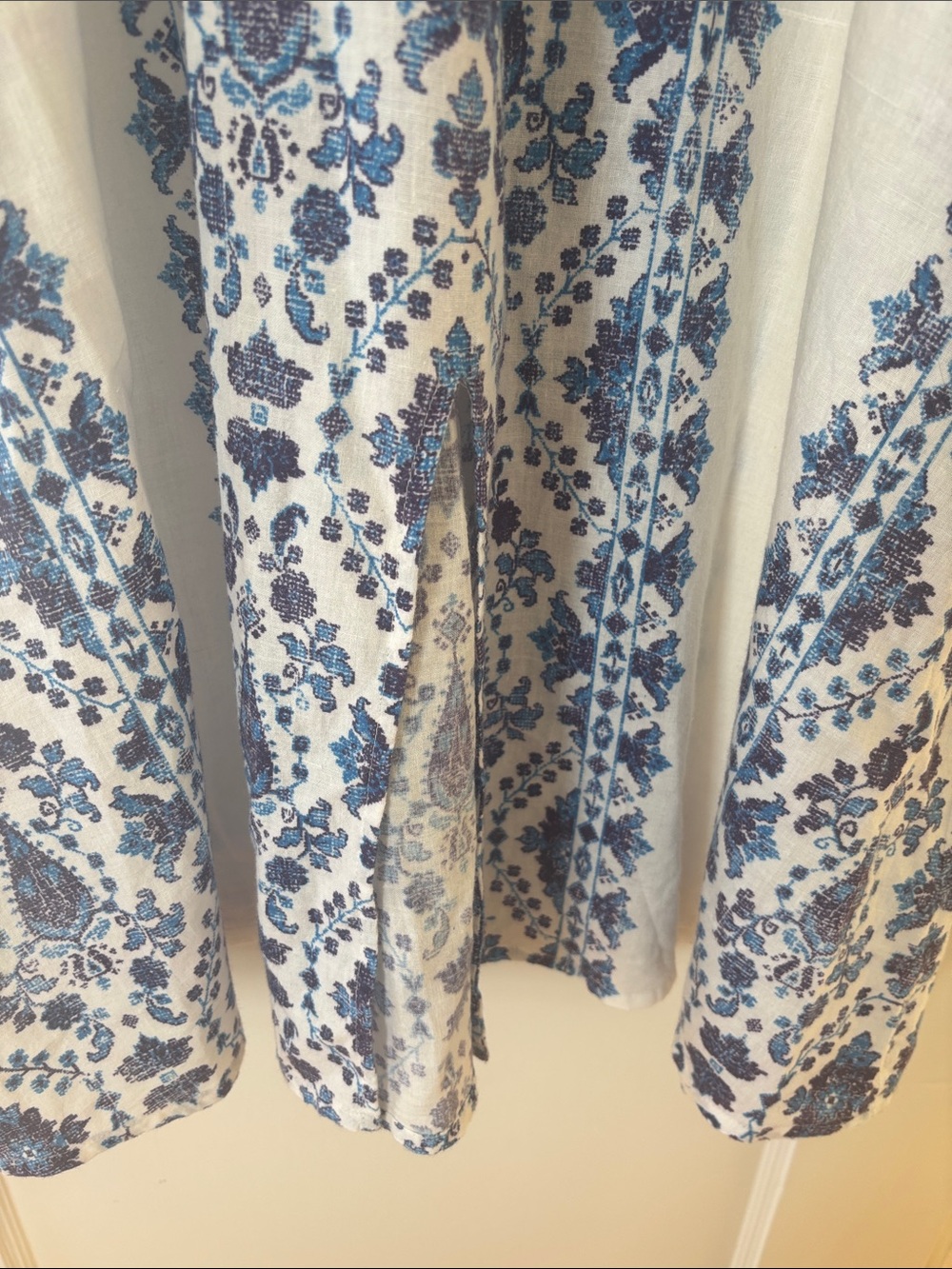 Boho Blue Floral Maxi Dress - White & Blue - Picture 4 of 11